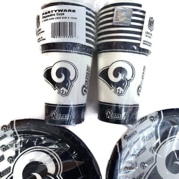 NFL Los Angeles Rams Lot Of 2 Napkin Plates & Cups Parties Tailgates Man Caves - Picture 3 of 3